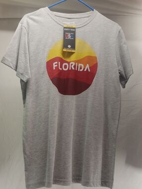 State of Mind Gray Florida Graphic Tee with Sunset Colors